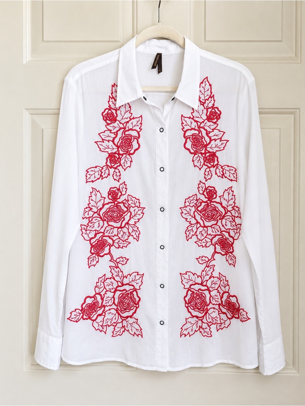 Stetson Embroidered Floral Cotton Snap Front Top Coastal Cowgirl Cottagecore